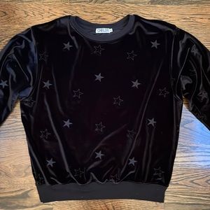 Cheerleader Black Velvet Sweatshirt Size Large